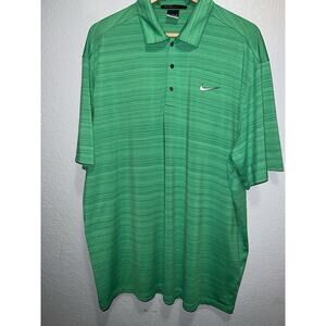 Nike Tiger Woods Collection Polo Mens XL Shirt Golf Dri-FIT Green Snap Front